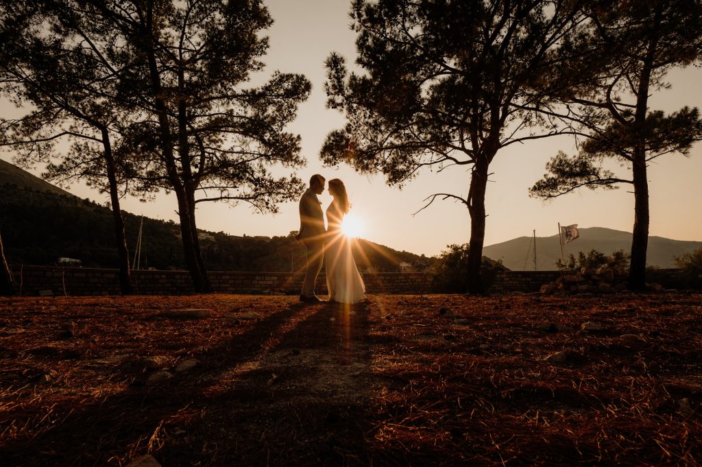 After the wedding ceremony at Lazareto chapel in Ithaca Greece, Vathi