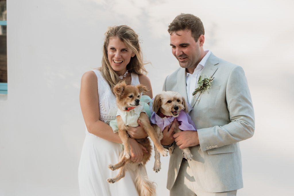 After the wedding ceremony at Lazareto chapel in Ithaca Greece, Vathi