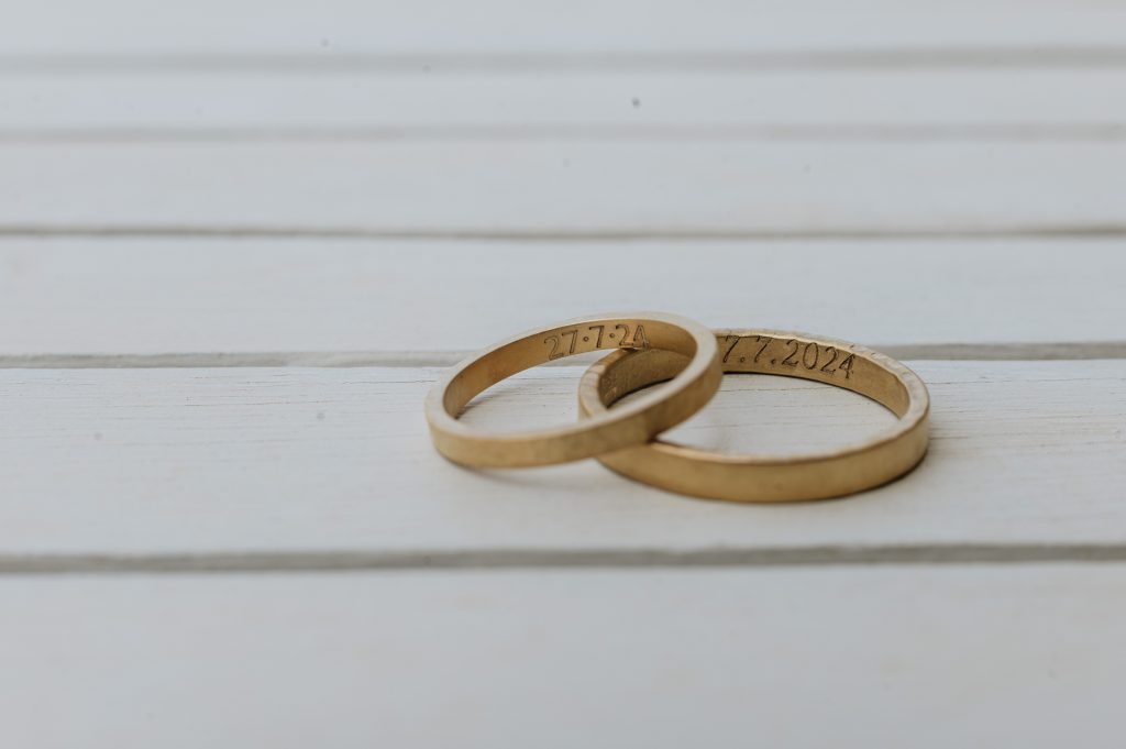 Wedding rings at wedding in Ithaca Greece, Vathi