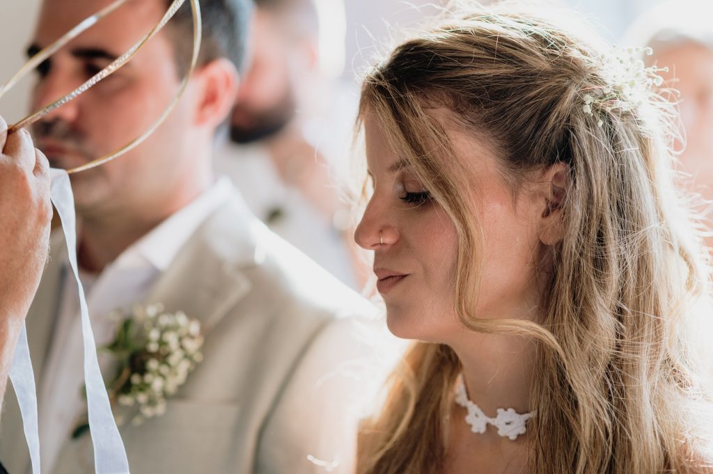 Religious wedding ceremony at Lazareto chapel in Ithaca Greece, Vathi