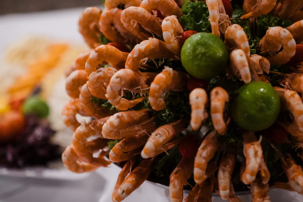 Catering buffet at beach wedding party in Ithaca Greece, Vathi