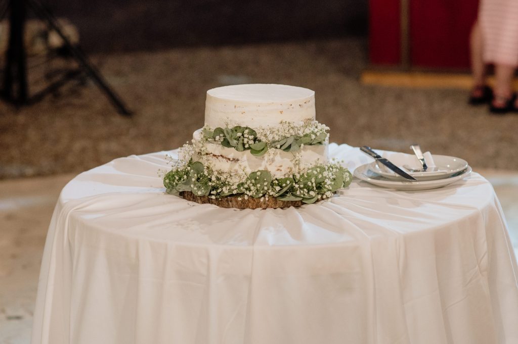 Wedding cake at beach wedding reception in Ithaca Greece, Vathi