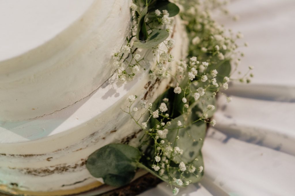Wedding cake detail at wedding reception in Ithaca Greece, Vathi