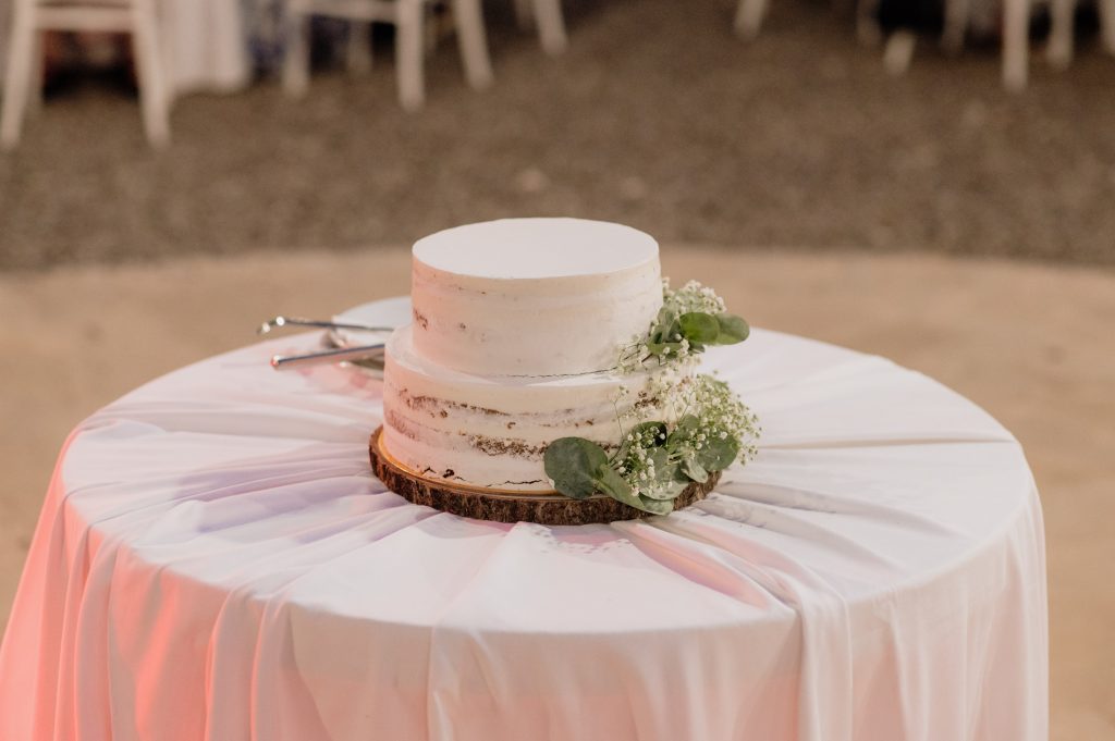 Wedding cake at wedding reception in Ithaca Greece, Vathi