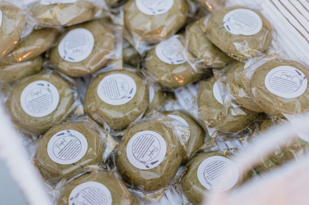 Traditional almond sweets at beach wedding reception in Ithaca Greece, Vathi