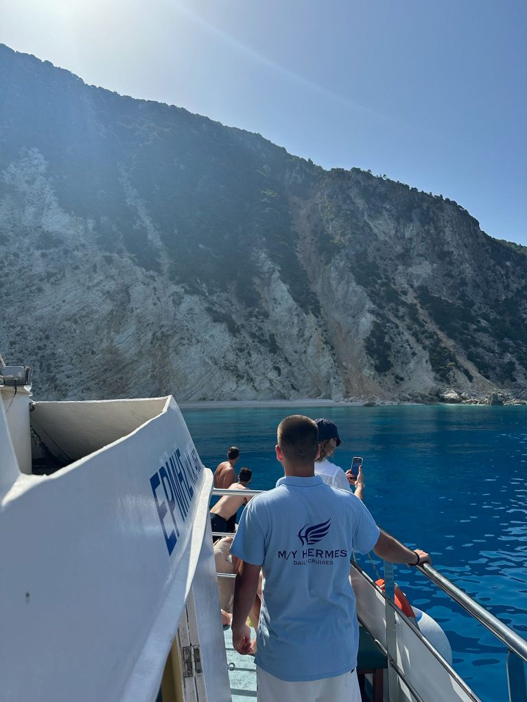 Boat day cruise around the island of Ithaca Greece