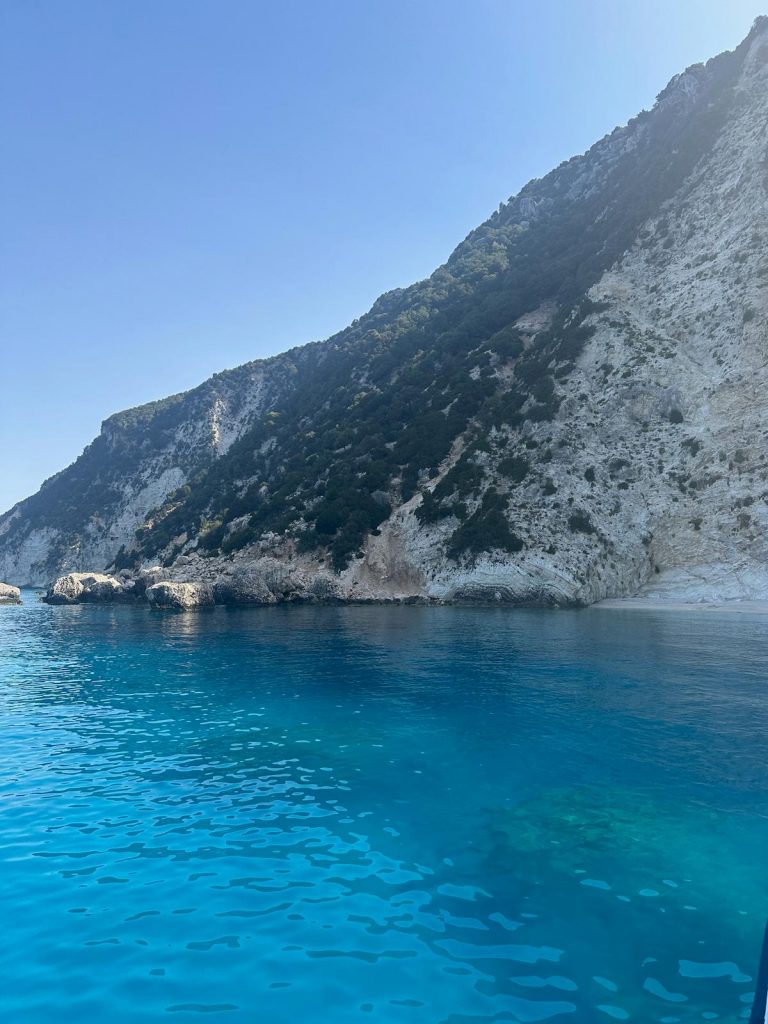 Boat day cruise around the island of Ithaca Greece