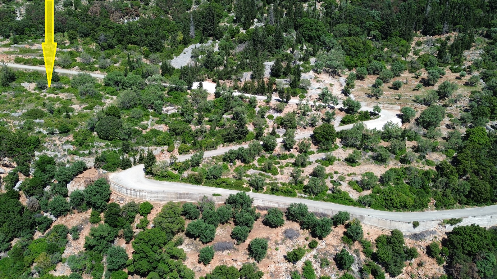 Aerial view and location of land for sale in Ithaca Greece, Ag. Yiannis