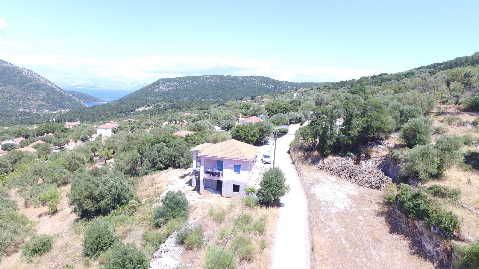 Aerial view of house for rent in Ithaca Greece, Stavros