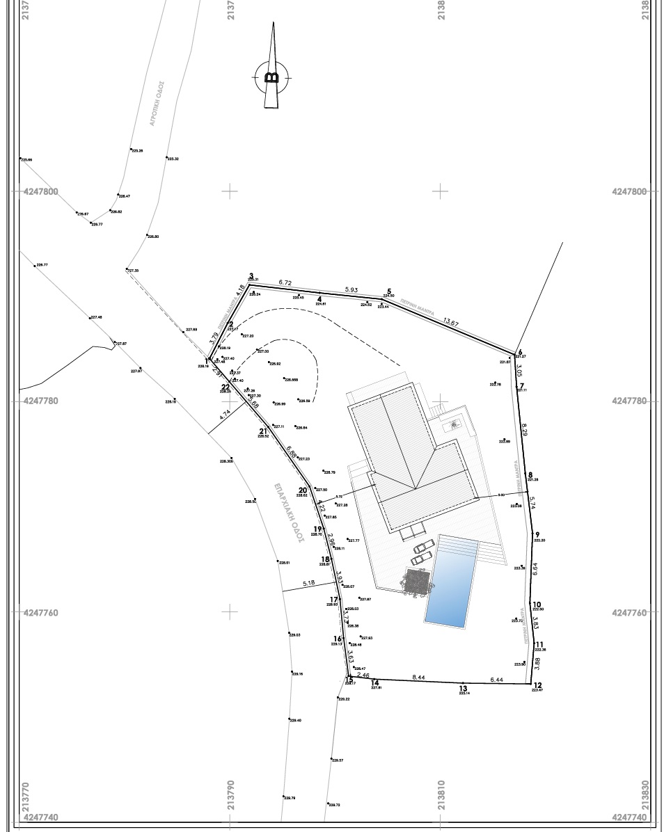 Aerial view and location of land with building license for sale in Ithaca Greece, Vathi