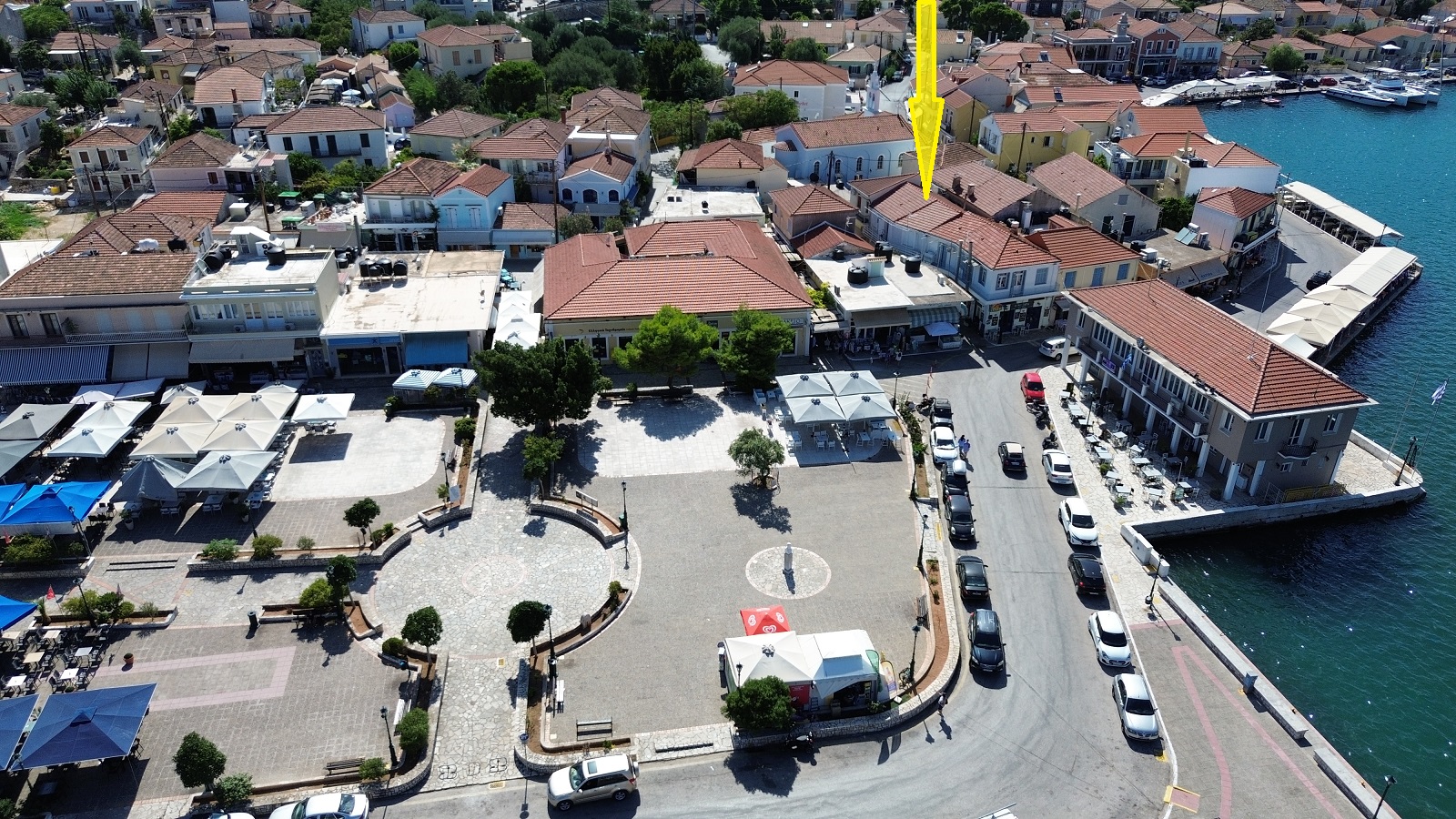 Aerial view and location of house for sale in Ithaca Greece, Vathi