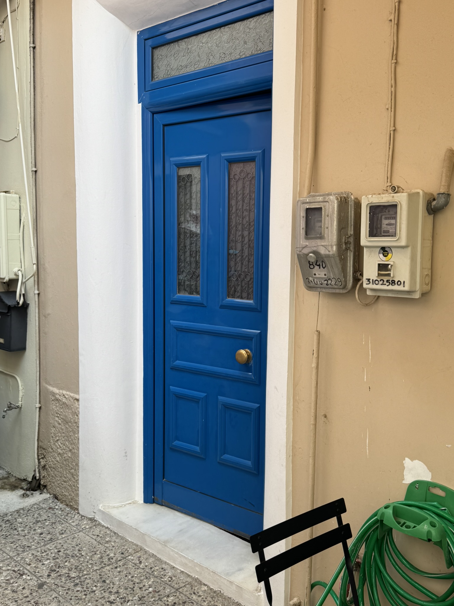 Front door of house for sale in Ithaca Greece, Vathi