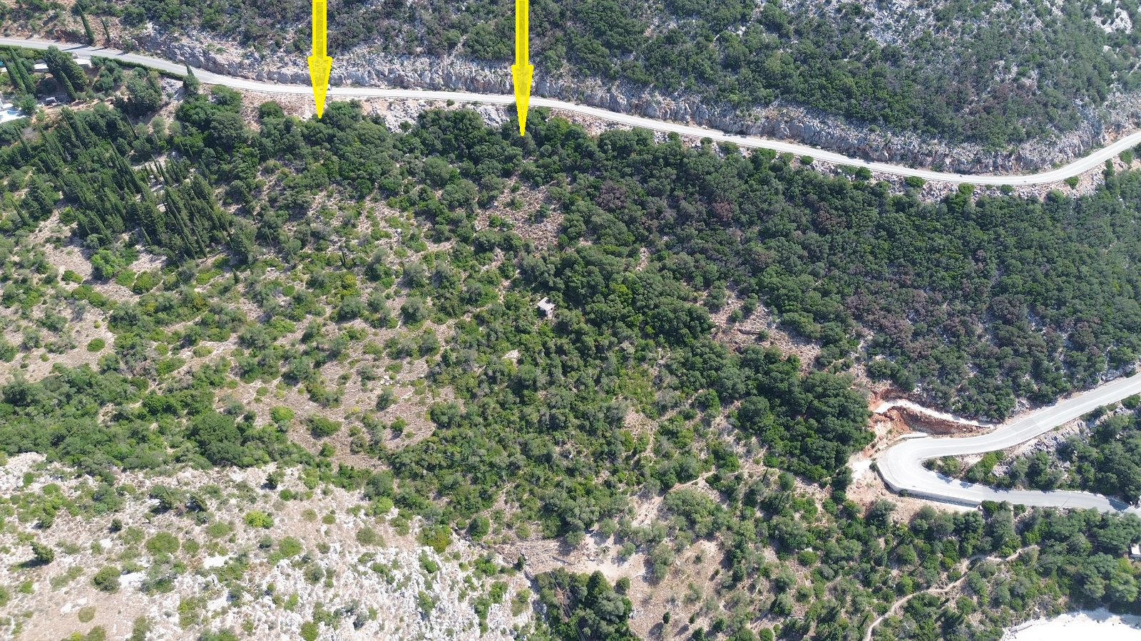 Aerial view of land for sale in Ithaca Greece, Piso Aetos