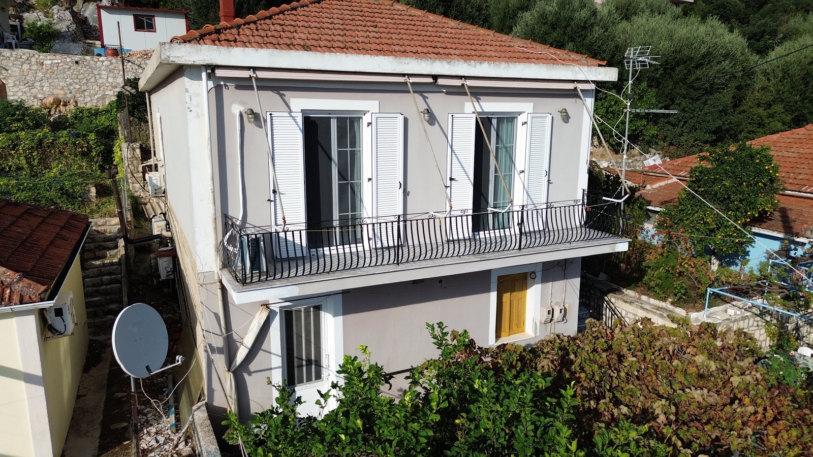 Aerial view of house for sale in Ithaca Greece, Vathi